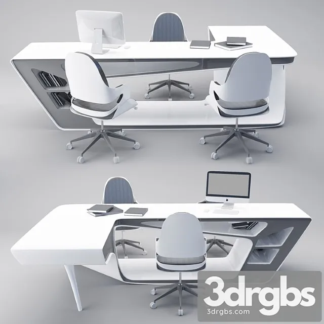 Office table chairs set 2 3dsmax Download
