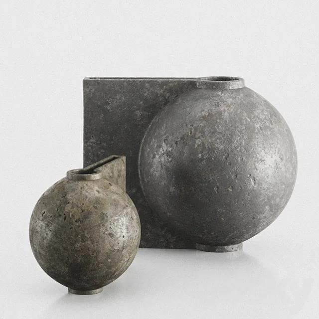 Offset Big and Mini Dark Gray Vases by 101 Copenhagen 3DS Max Model