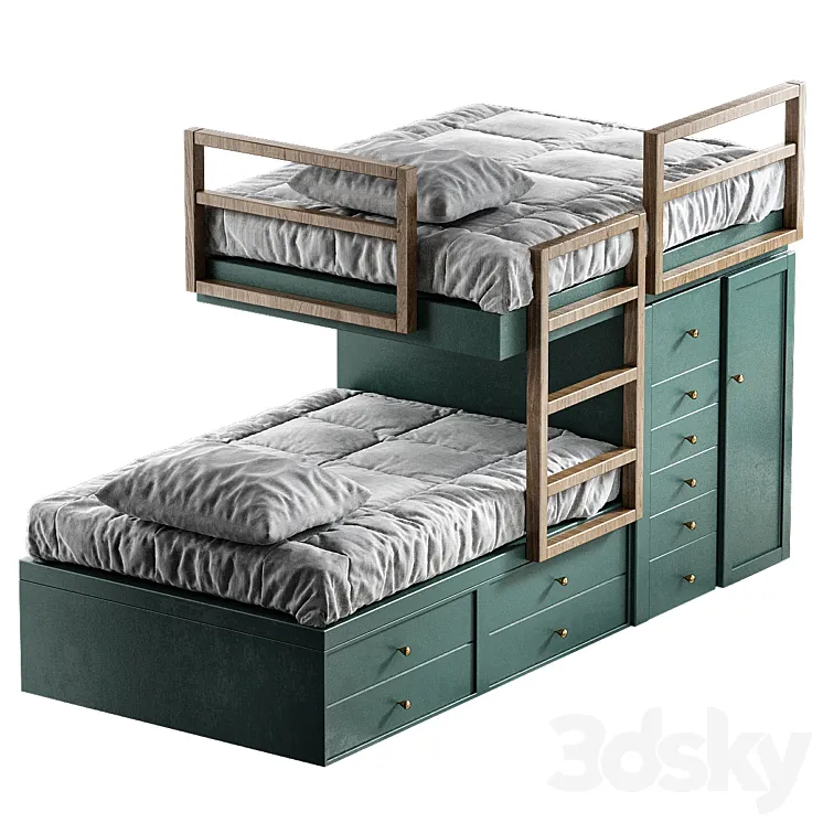 Offset Built-In Bunk Beds 3DS Max
