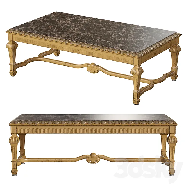 Old Antique Classic Table Basse Louis XIV 3DS Max Model