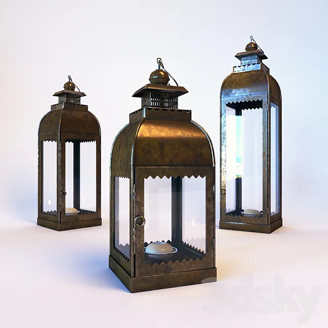 Old brass lamps 3ds Max