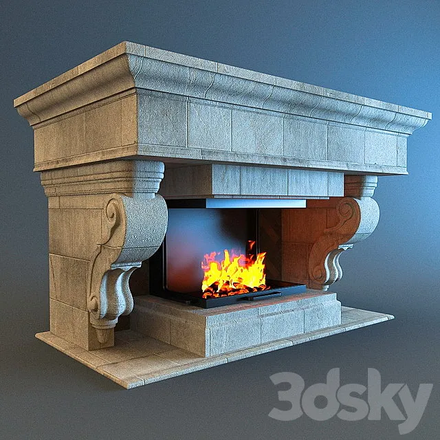 Old fireplace 3ds Max