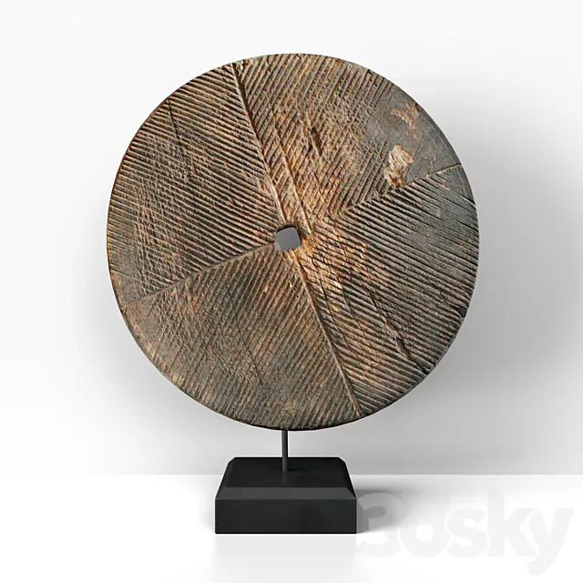 Old India Wood Wheel on Stand 3ds Max