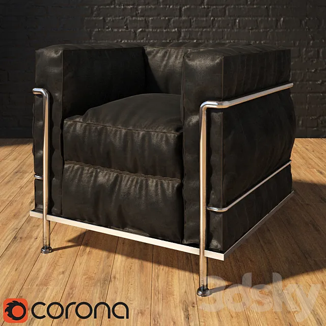 Old leather chair LC2 3ds Max