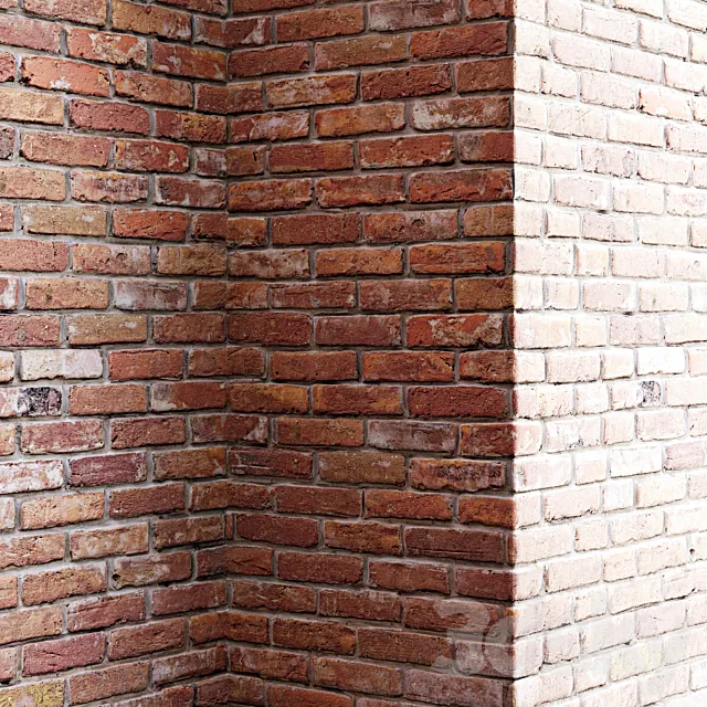 Old red brick wall 3DSMax File