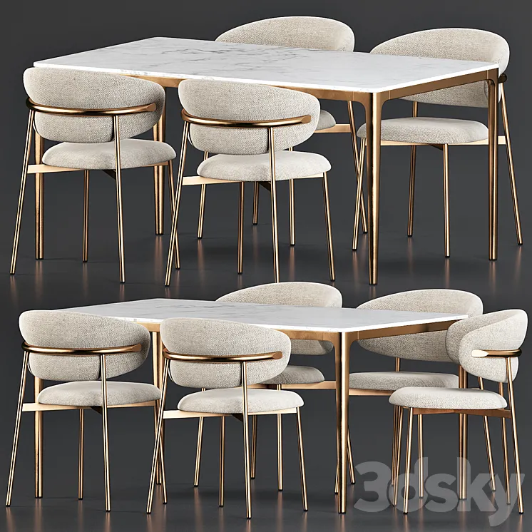 Oleandro Chair Canto Table Dining Set 3DS Max Model
