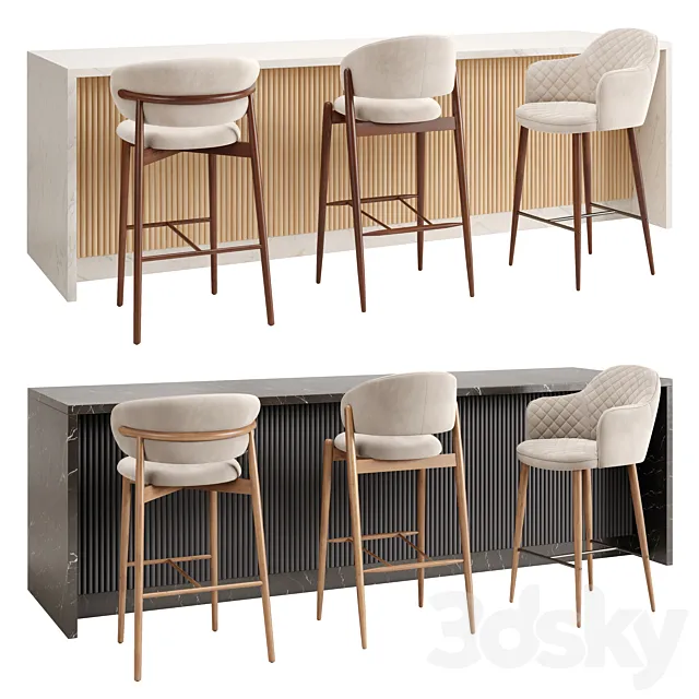 Oleandro  Family Look  Martin. Set of Bar Stool 3ds Max