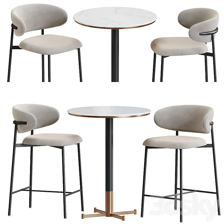 Oleandro Stool Metal bar table by Calligaris 3DS Max Model