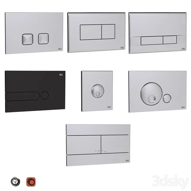 Oli flush buttons for installation (7 pcs.) 3dsMax Model