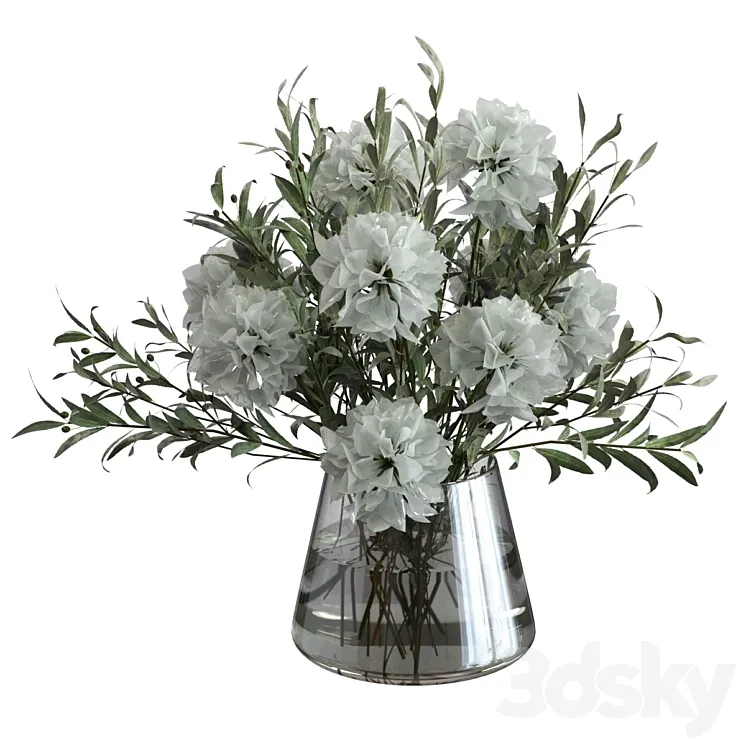 Olive bouquet with white flowers 3DS Max Model