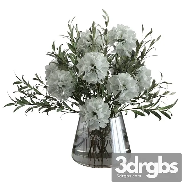 Olive bouquet with white flowers