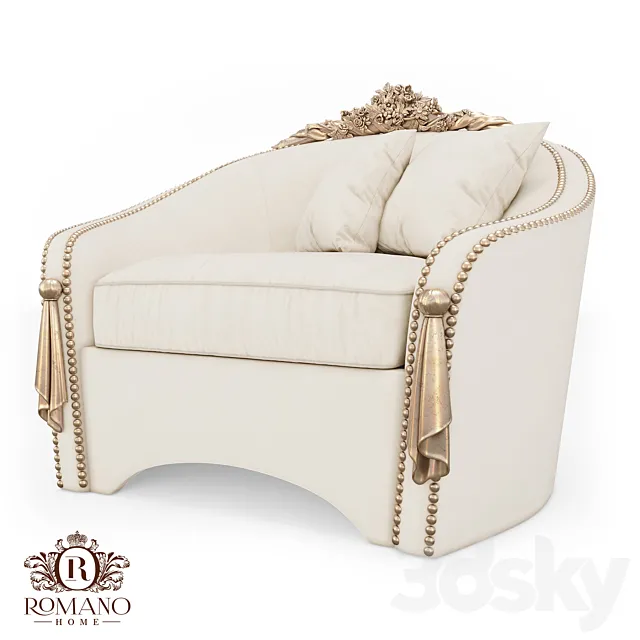 (OM) Armchair Madeleine Grand Romano Home 3DS Max Model