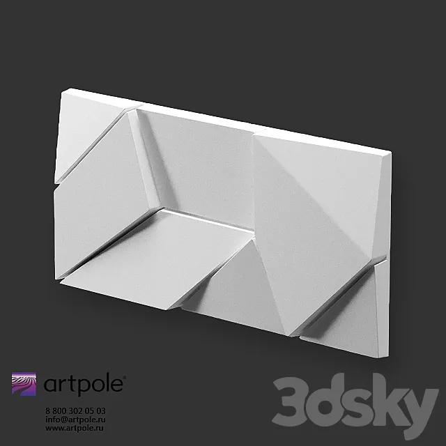 OM Gypsum 3D panel Elementary ORIGAMI by Artpole 3DS Max Model