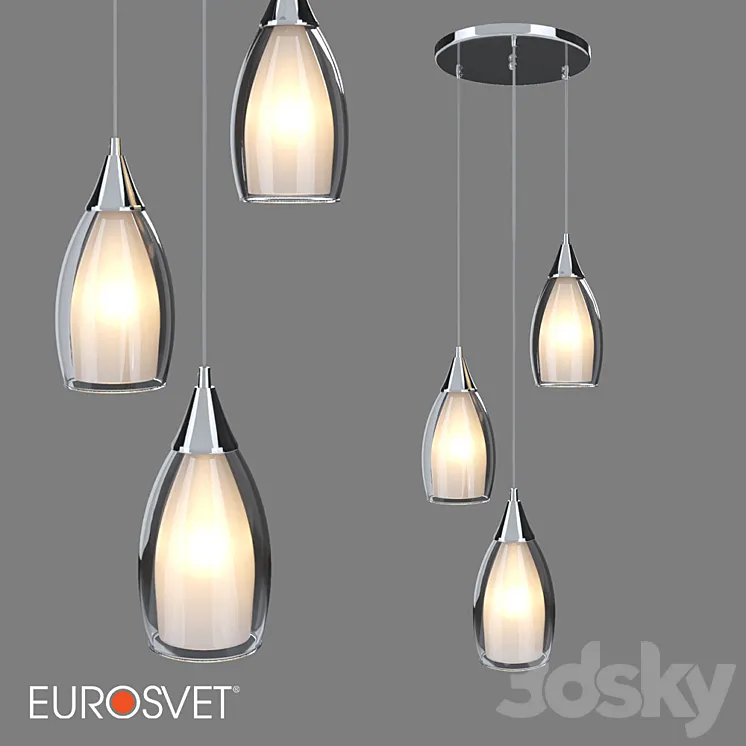 OM Pendant lamp with glass shades Eurosvet 50085\/3 black pearl Cosmic 3DS Max
