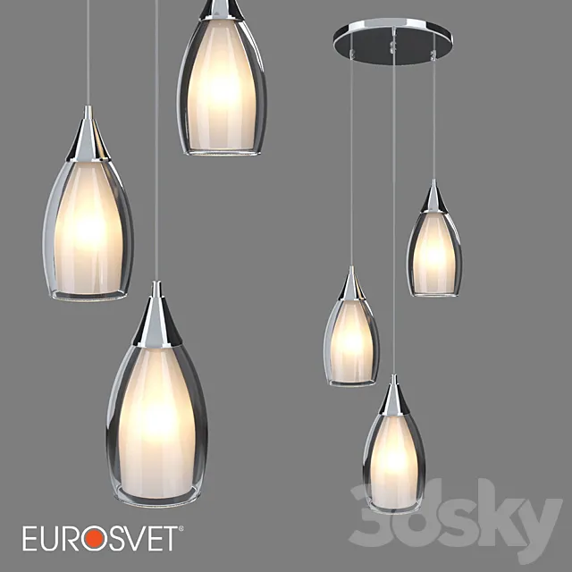 OM Pendant lamp with glass shades Eurosvet 50085_3 black pearl Cosmic 3DSMax File