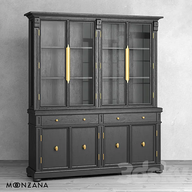 OM Sideboard Oldfashion 2 sections Moonzana 3DS Max Model