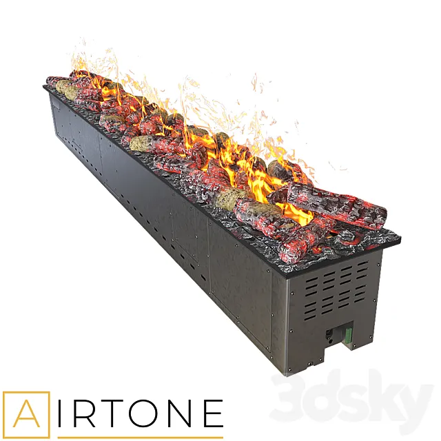 OM Steam Electric Fireplace AIRTONE premium VEPO series with imitation of firewood 2000 3DS Max Model