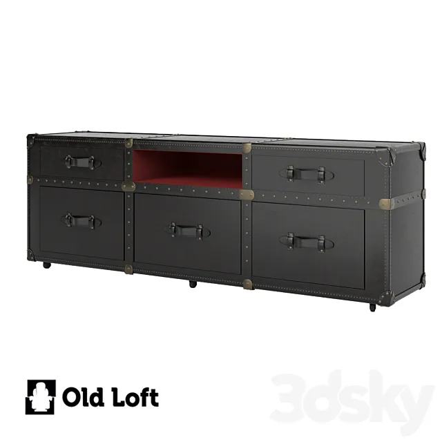 OM TV cabinet-Anthracite Velvet and Leather console 3DS Max Model