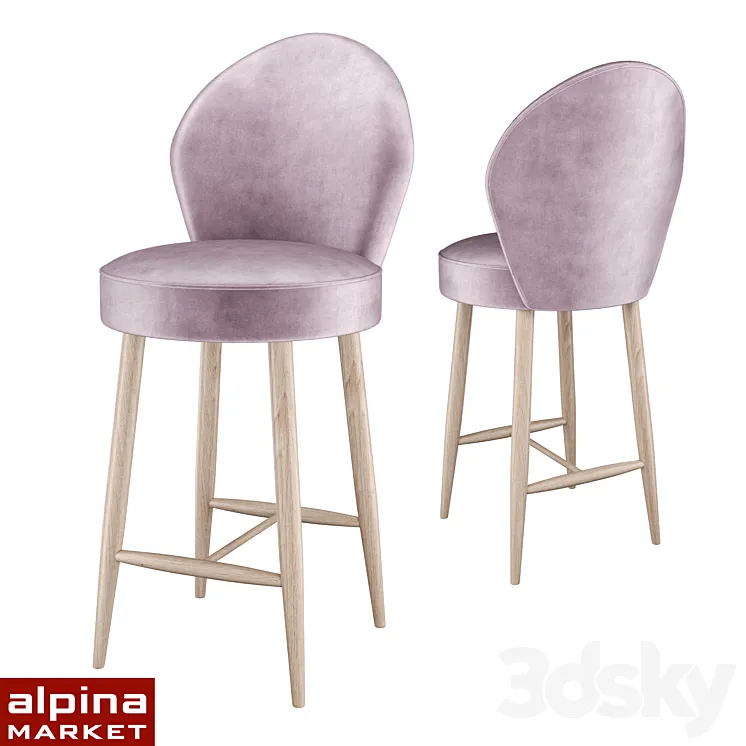 OM Upholstered bar stool IXORA 3DS Max