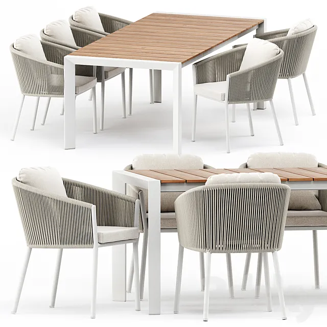 OMER ARMCHAIR and ALEXA EXTENDABLE TABLE 62 by akulaliving 3ds Max