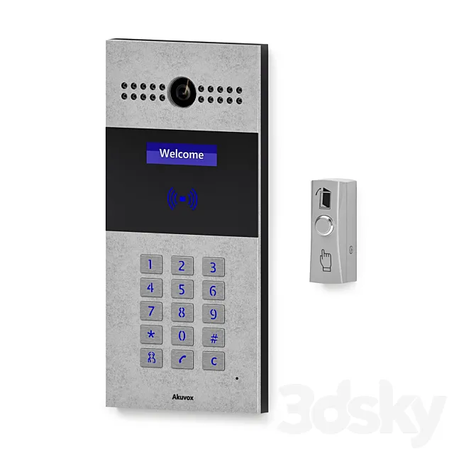 On-door speakerphone Akuvox R27 and exit button Slinex DR-02 3DSMax File