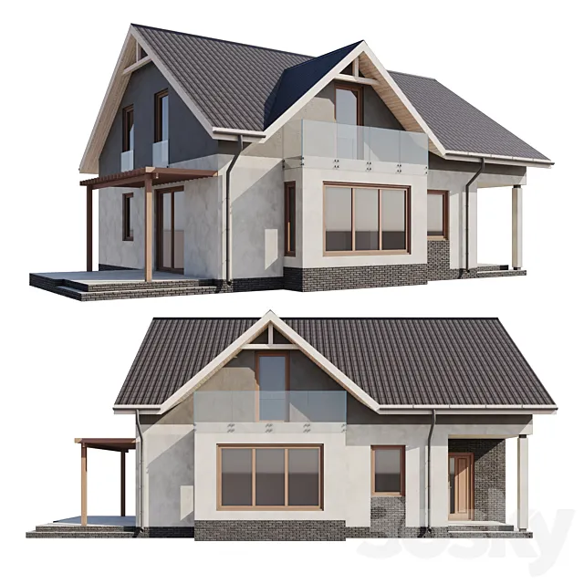 One-story house with an attic 3DS Max Model