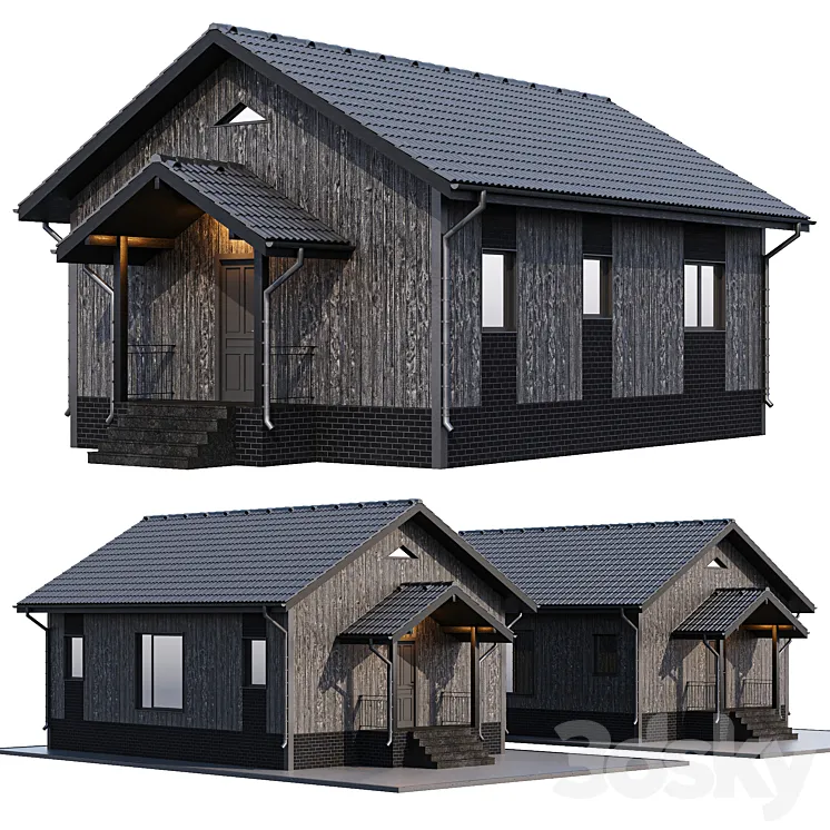 One-story wooden house 3DS Max