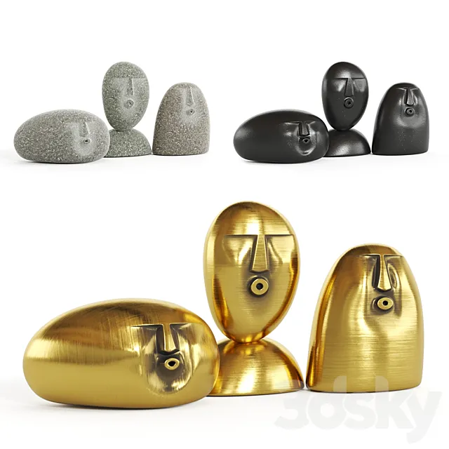 Oof stones _ Figurines in the shape of faces 3DSMax File