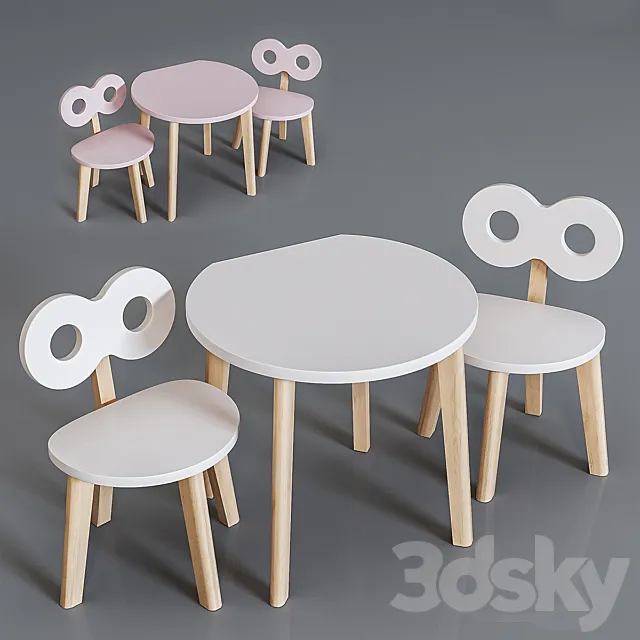 Ooh-Noo Childrens table and high chair 3DS Max Model