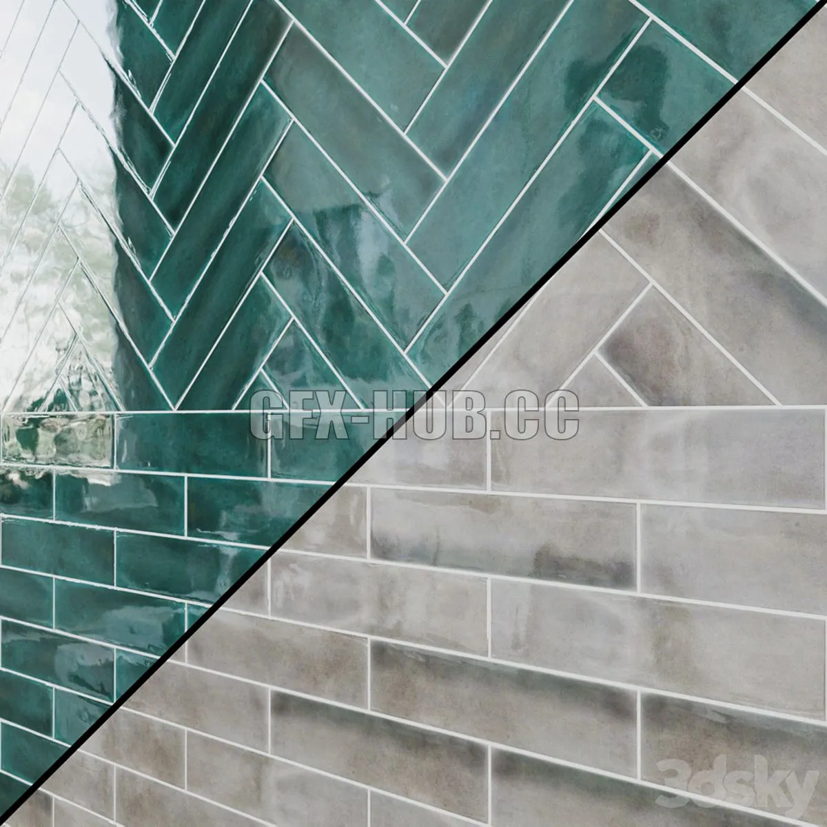 Opal Collection Rustic Style Ceramic Tiles 3dsMax Model