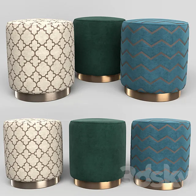 Opal Cream Moroccan Ottoman 3ds Max