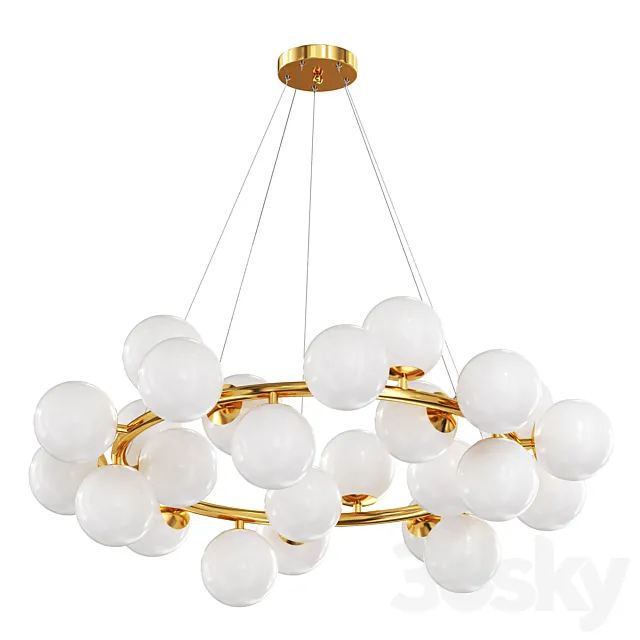 Opal Glass Ball Chandelier Lamp 3DS Max Model