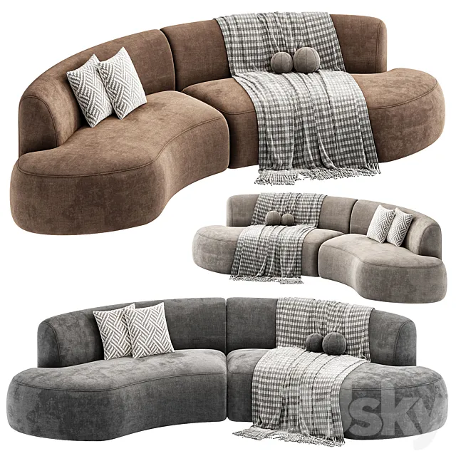 Opal Outdoor 2 Piece Curved Sectional Sofa By Highfashionhome 3ds Max