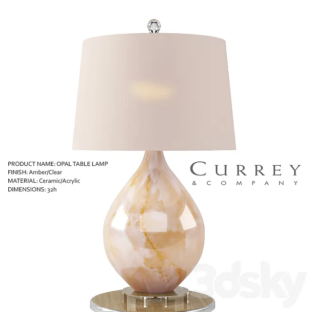Opal Table Lamp – Currey & Company 3ds Max