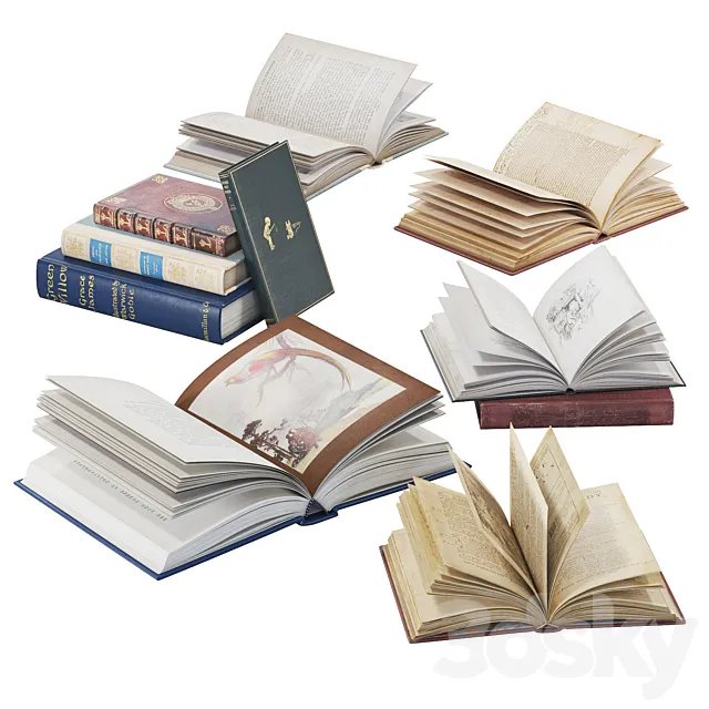 Open Books Collection set 5 3DSMax File