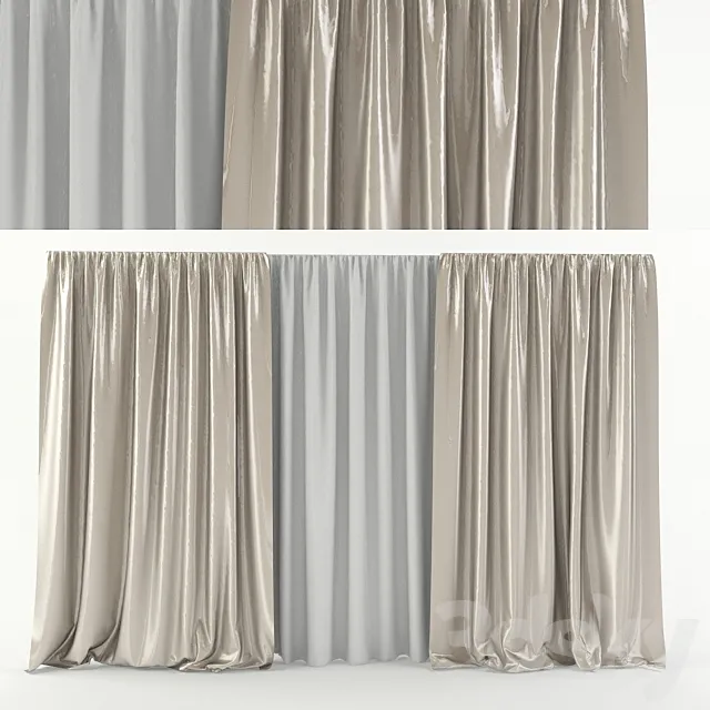 Open silk curtains 3DSMax File