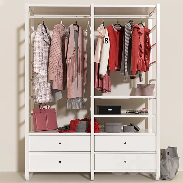 Open wardrobe IKEA elvarli c clothing 3DSMax File