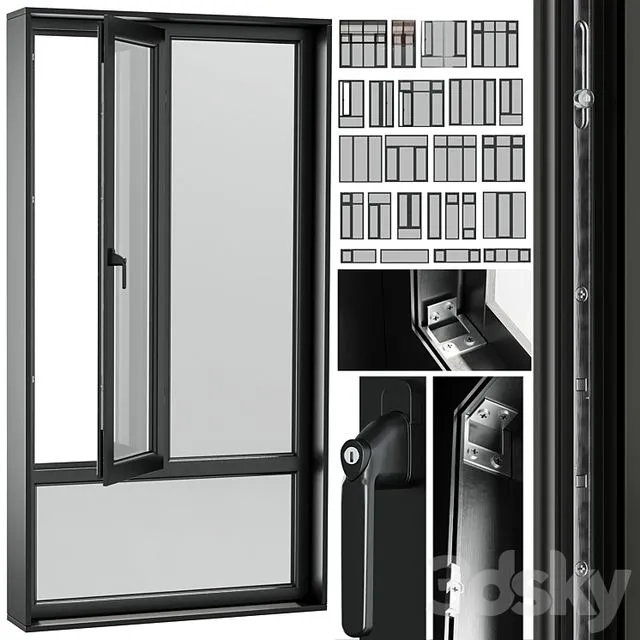 open window & close metal window with metal & leather blinds 3dsMax Model