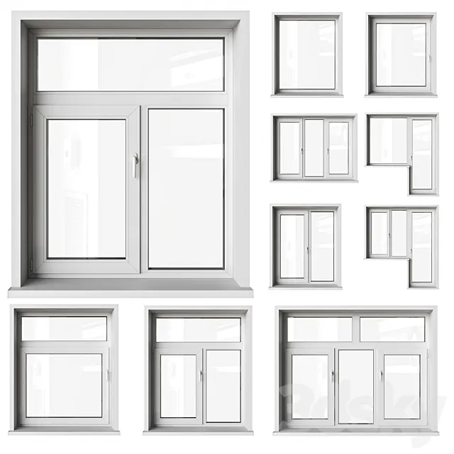 Optimal windows and balcony doors PVC plastic 3ds Max