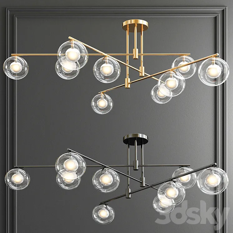 Orb Glass Shade Chandelier 3DS Max
