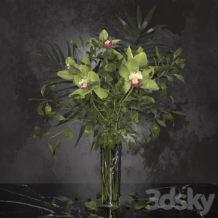 Orchid bouquet + Bohemia Labyrinth Vase 3DS Max