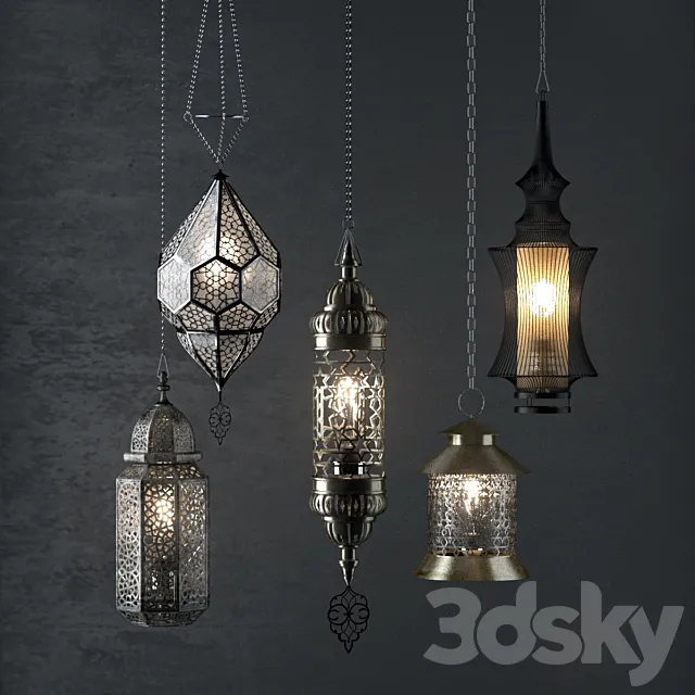 Oriental lamps 3DS Max Model