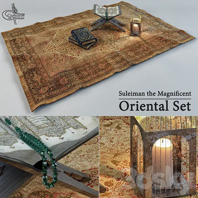 Oriental Series Rug and Items 3DS Max Model