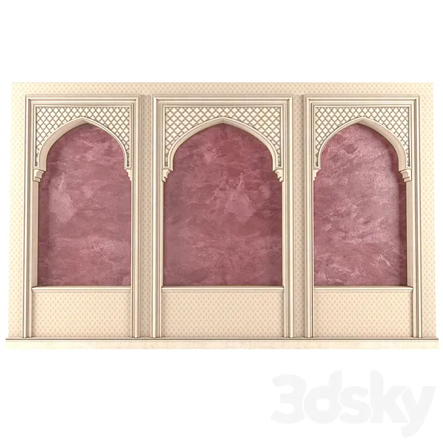 Oriental-style arch.Arabic wall 3ds Max