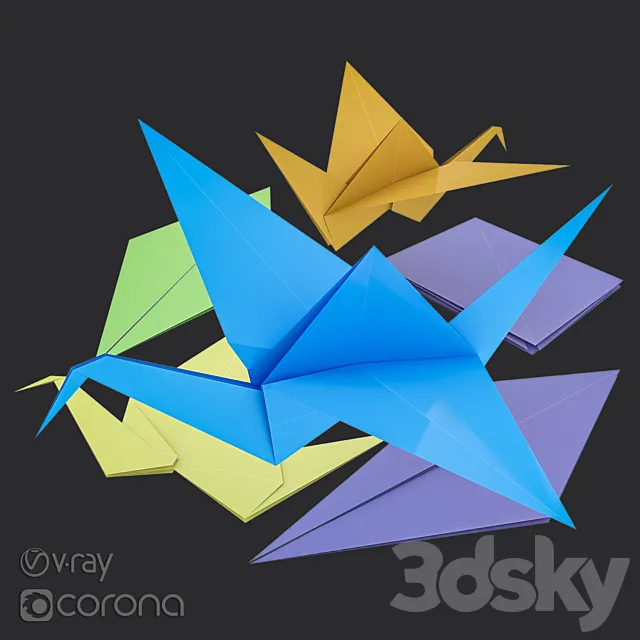 Origami crane 3DS Max Model