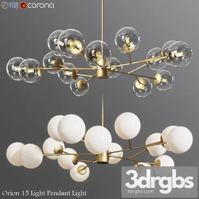 Orion 15 light pendant clear & opaque glass 3dsmax Download