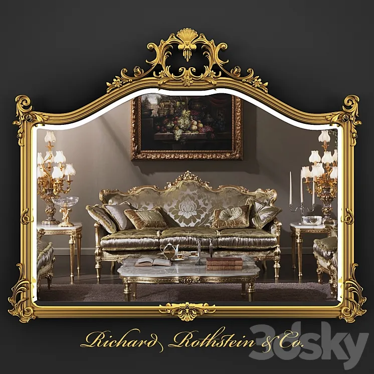Ornate Giltwood Frame Formal Mirror 3DS Max