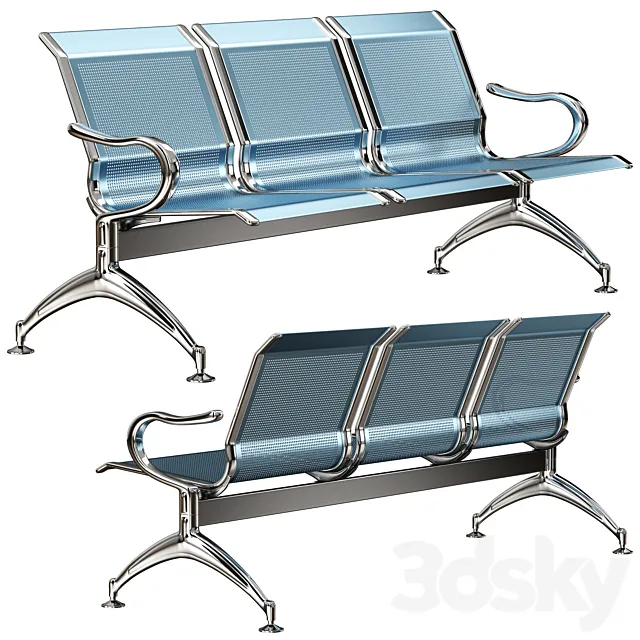 oshujian waiting iron bench chair SJ-8888 3ds Max