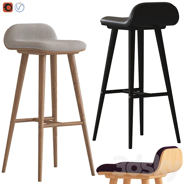 Oslo Home Venice and Black Capa Barstools 3ds Max