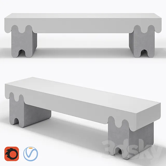 Ossicle Gray Leather Bench ?2 3DSMax File